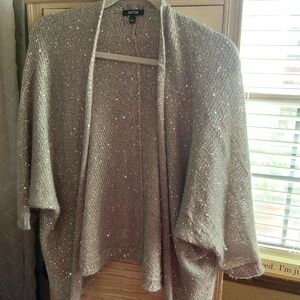 Apt. 9 Gray Sequined Shrug with Textured Knit and Relaxed Fit